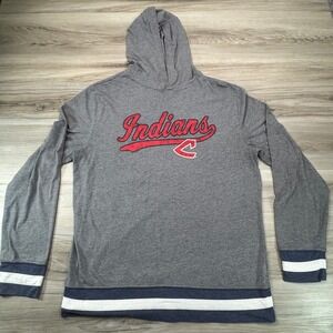 Mens Cleveland Indians Baseball Hoodie Long Sleeve Gray L G Athletic Apparel‎